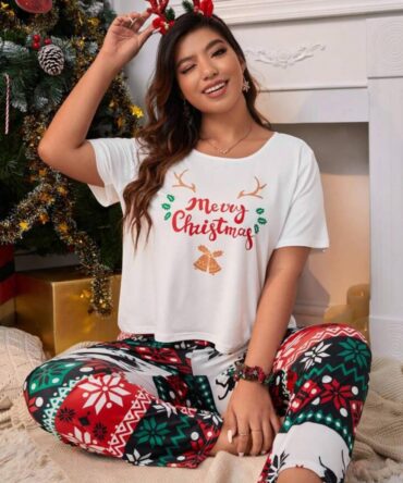 Conjunto Navideño de pantalon y Franela Talla 3XL
