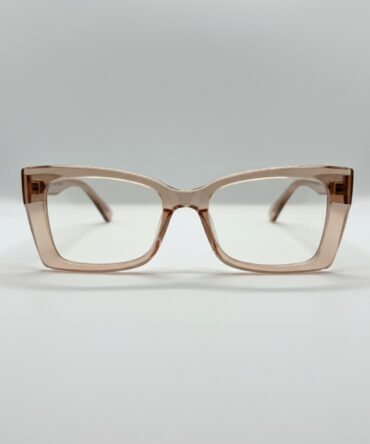 Lentes transparentes de pasta gruesa estilo ojos de gatos en color marron