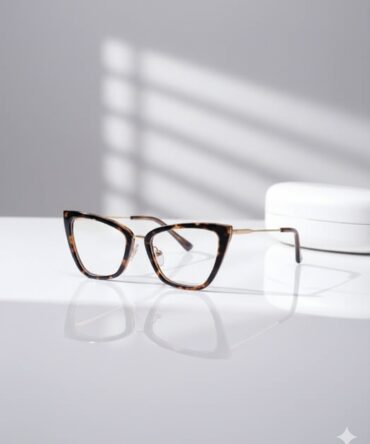 Lentes transparentes con diseños de ojos de gato con marco de pasta en animal print